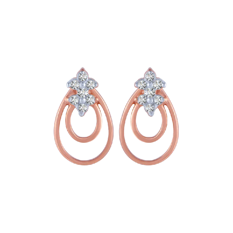 Women’s star earrings-14KT (585) Rose Gold And Diamond Stud Earrings For Women