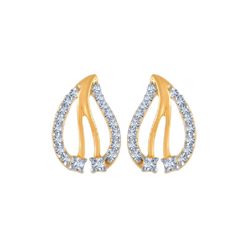 Women’s classic earrings-18k (750) Yellow Gold And Diamond Stud Earrings For Women