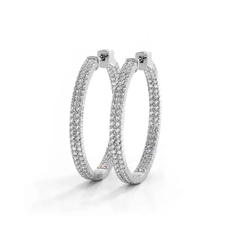 Women’s ethnic earrings-2.0 ctw. Double Row Inside Out Diamond Hoop Earrings Classic Shared Prong