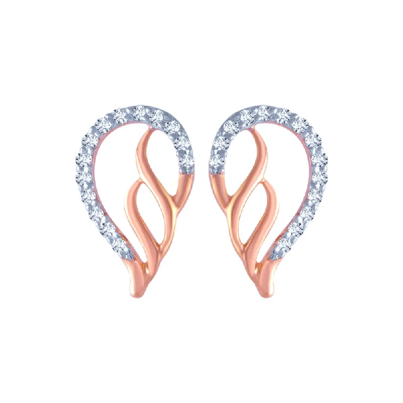 Women’s geometric diamond earrings-18k (750) Rose Gold And Diamond Stud Earrings For Women