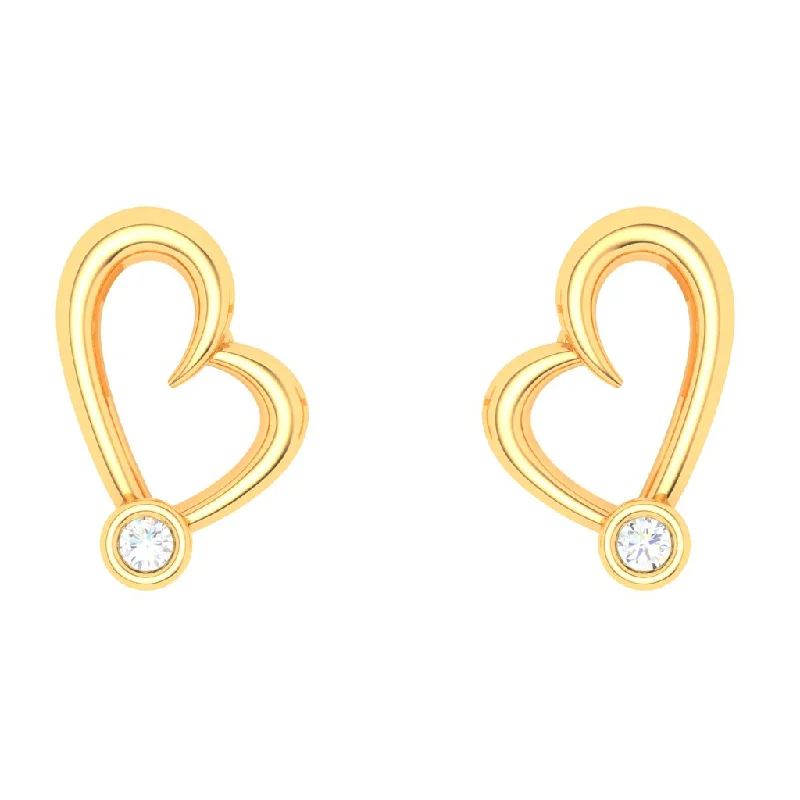 Women’s dangly earrings-18k Gold And Diamond Heart Shape Stud Earrings From Diamond Collection