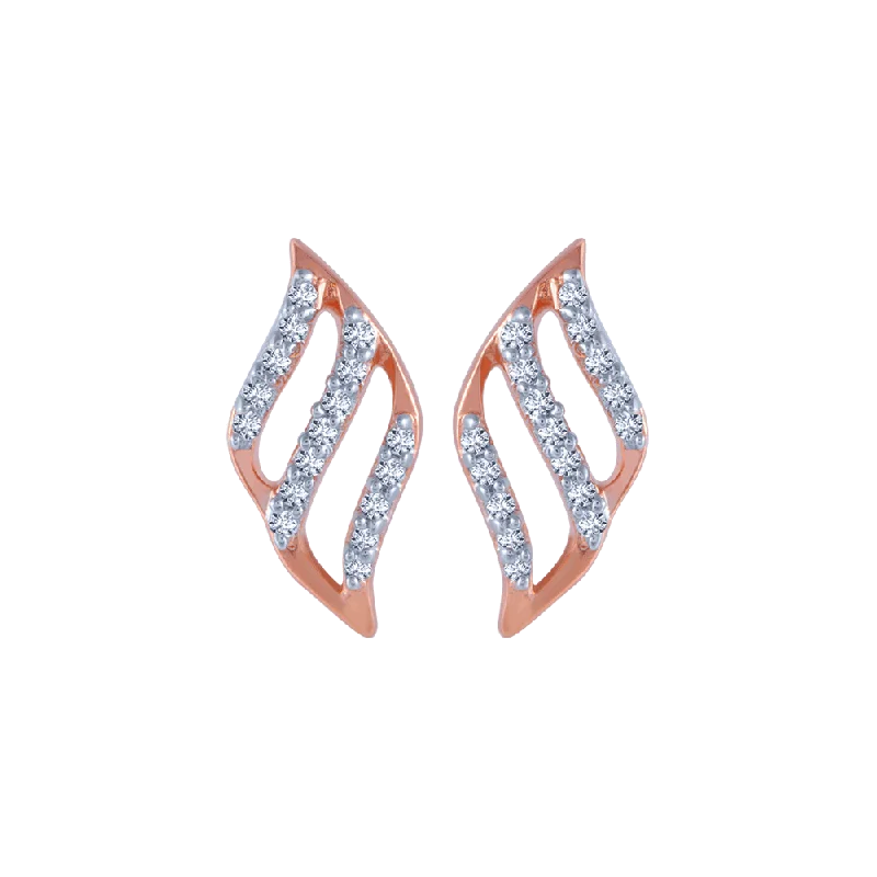 Women’s gold diamond earrings-18KT (750) Rose Gold And Diamond Stud Earrings For Women