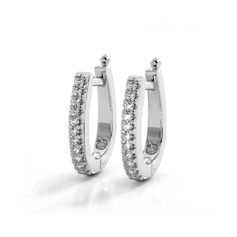 Women’s gold diamond earrings-0.75 ctw. Classic Round Diamond Oval Hoop Earrings