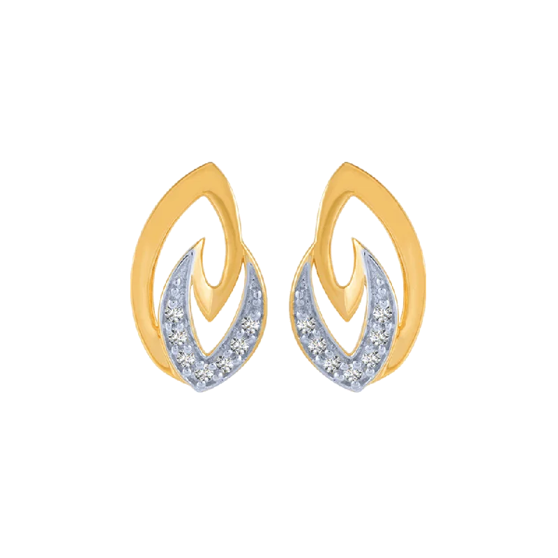 Women’s platinum earrings-14KT (585) Yellow Gold And Diamond Stud Earrings For Women