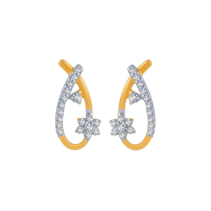 Women’s custom earrings-14KT (585) Yellow Gold And Diamond Stud Earrings For Women