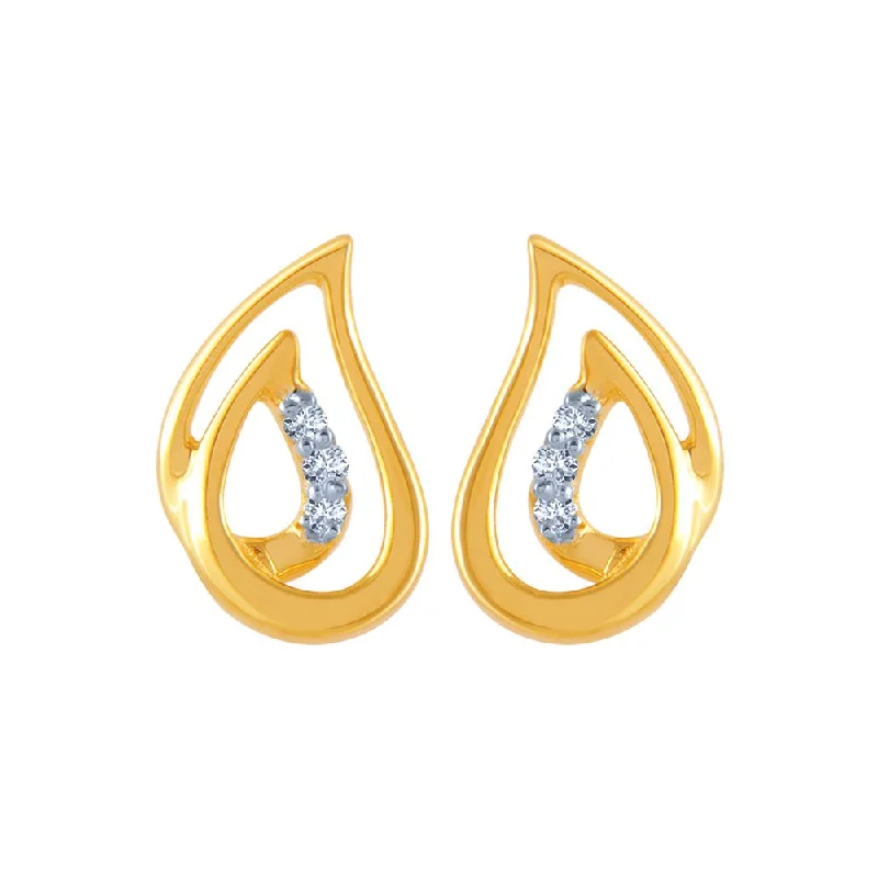 Women’s silver earrings-14k (585) Yellow Gold And Diamond Stud Earrings For Women