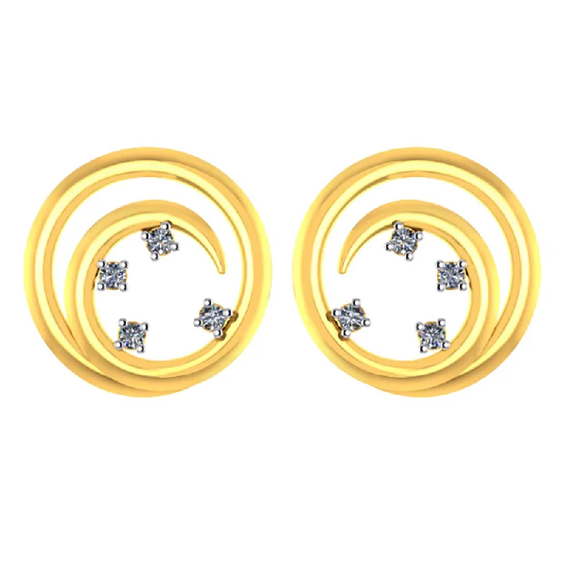 Women’s handmade gold earrings-Lovely Minimal 14k Gold And Diamond Stud Earrings From Pc Chandra Diamond Collection