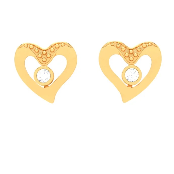 Women’s stud earrings-18k Heart Shaped Diamond Earrings From The Diamond Collection