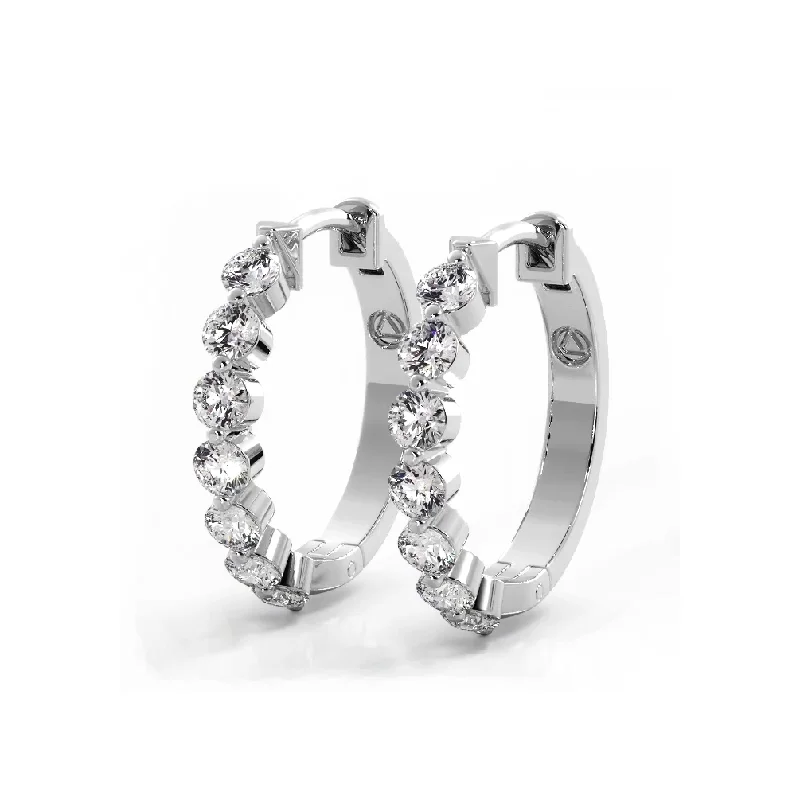 Women’s custom diamond earrings-1.0 ctw. Floating Round Diamond Hoop Earrings