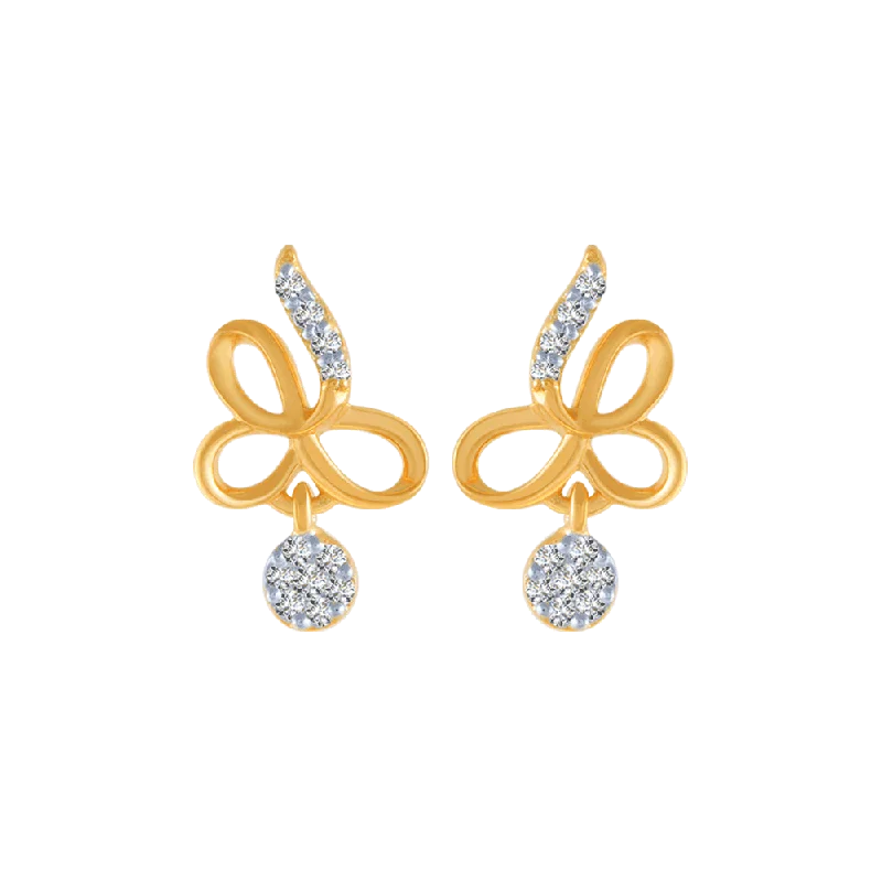 Women’s antique earrings-14KT (585) Yellow Gold And Diamond Stud Earrings For Women