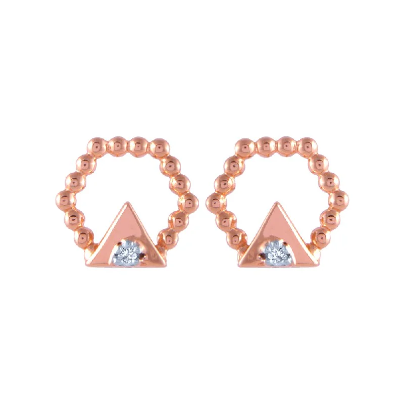 Women’s trendy dangly earrings-18k (750) Rose Gold And Diamond Stud Earrings For Women