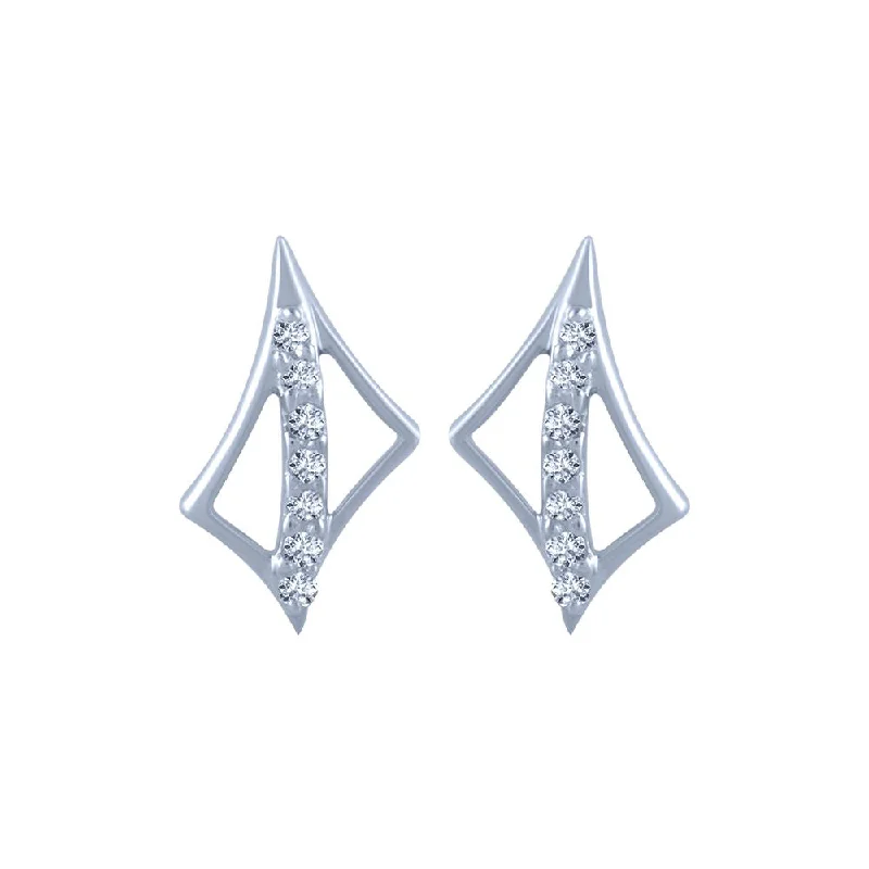 Women’s bohemian earrings-18k (750) White Gold And Diamond Stud Earrings For Women