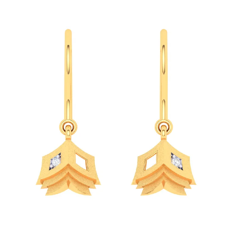 Women’s diamond earrings-18k Gold & Diamond Hanging Earrings In The Shape Of Book From Diamond Collection