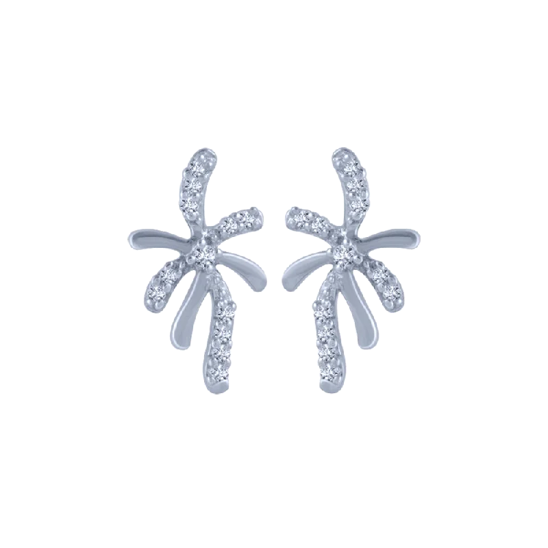 Women’s oversized earrings-14KT (585) White Gold And Diamond Stud Earrings For Women