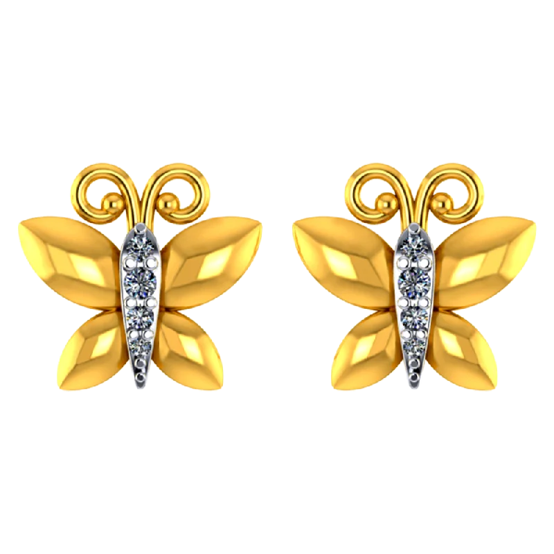 Women’s luxury earrings-18k Butterfly Shaped Diamond Earrings With Intricate Detailing