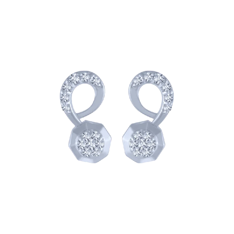 Women’s diamond earrings-14KT (585) White Gold And Diamond Stud Earrings For Women