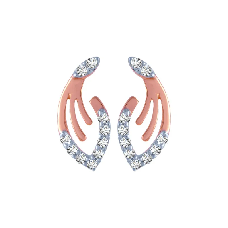 Women’s statement diamond earrings-18k (750) Rose Gold And Diamond Stud Earrings For Women