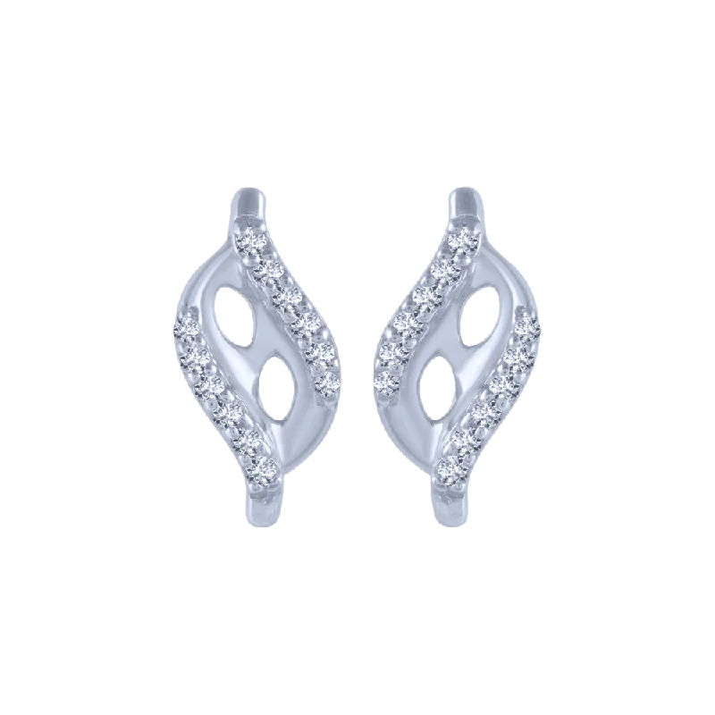 Women’s dangly earrings-14KT (585) White Gold And Diamond Stud Earrings For Women