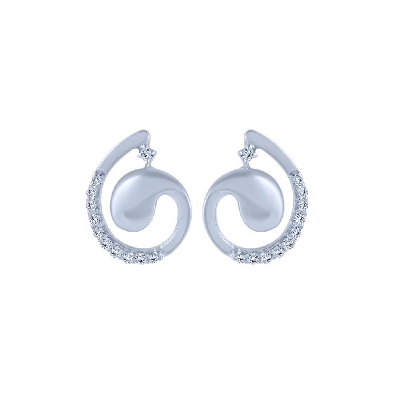 Women’s floral earrings-14KT (585) White Gold And Diamond Stud Earrings For Women