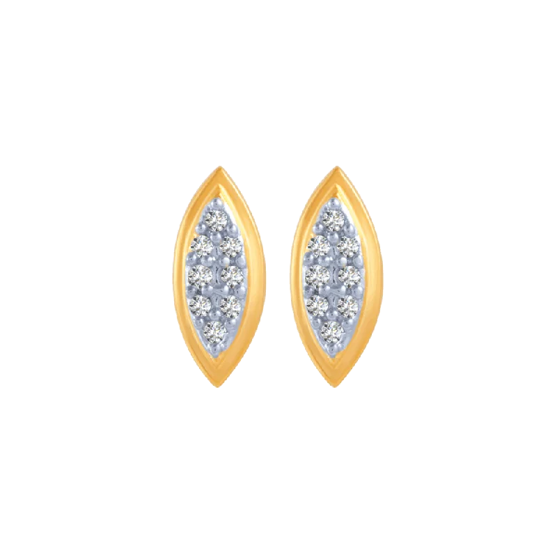 Women’s geometric earrings-14KT (585) Yellow Gold And Diamond Stud Earrings For Women