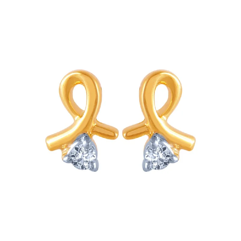 Women’s dangling earrings-18k (750) Yellow Gold And Diamond Stud Earrings For Women