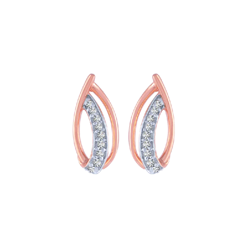 Women’s crystal drop earrings-14KT (585) Rose Gold And Diamond Stud Earrings For Women