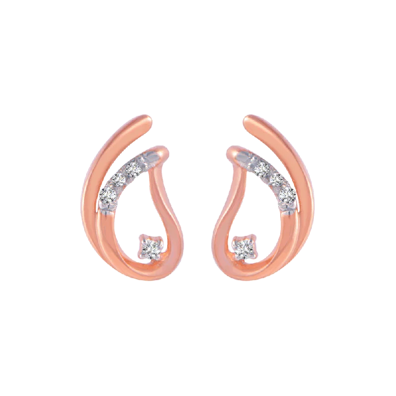 Women’s elegant earrings-14KT (585) Rose Gold And Diamond Stud Earrings For Women