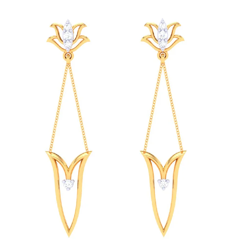 Women’s timeless earrings-18k Diamond Dangler Earrings With Floral Embellishments From The Diamond Collection