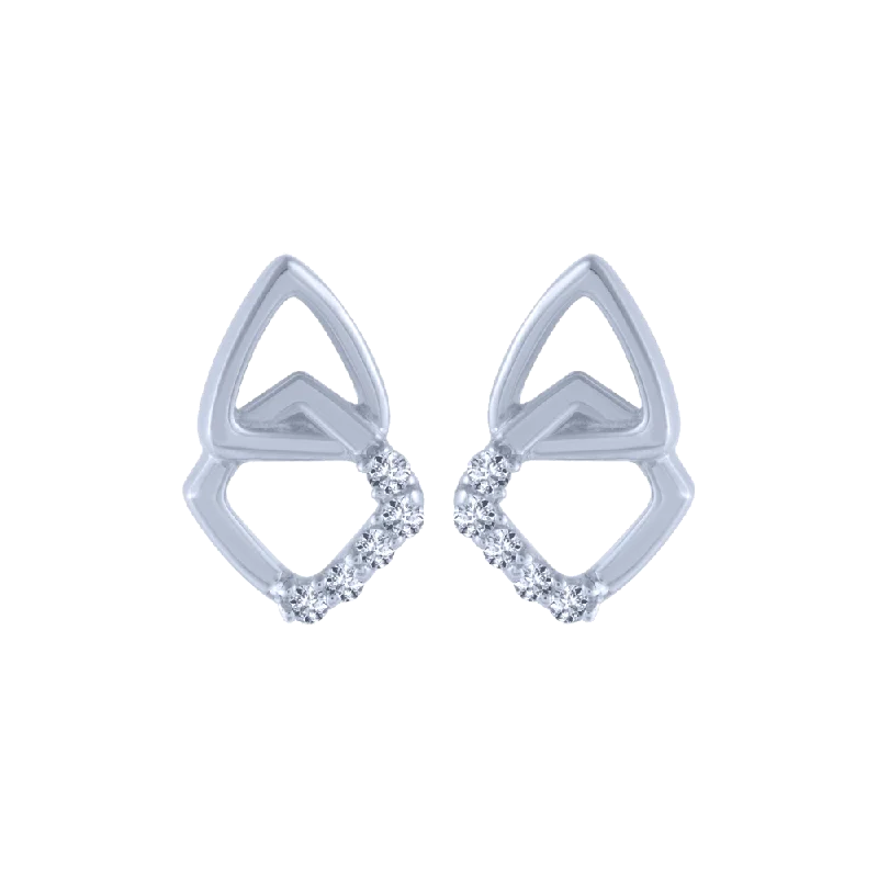 Women’s statement earrings-14KT (585) White Gold And Diamond Stud Earrings For Women