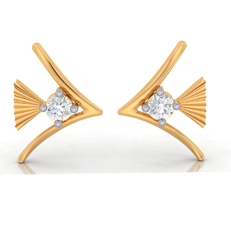 Women’s stud earrings-Charming 18k Gold And Diamond Earrings\
\