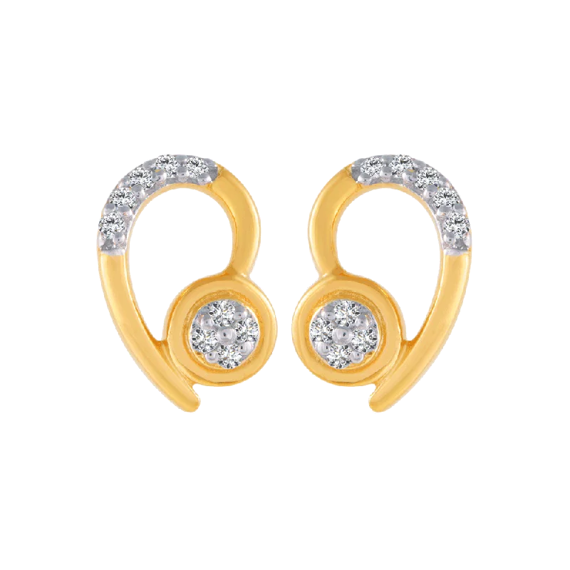 Women’s moonstone drop earrings-14KT (585) Yellow Gold And Diamond Stud Earrings For Women