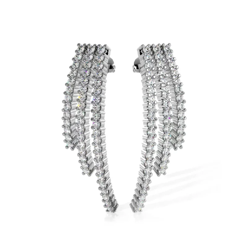 Women’s butterfly earrings-2.0 ctw. Triple Strand Diamond Drop Earrings