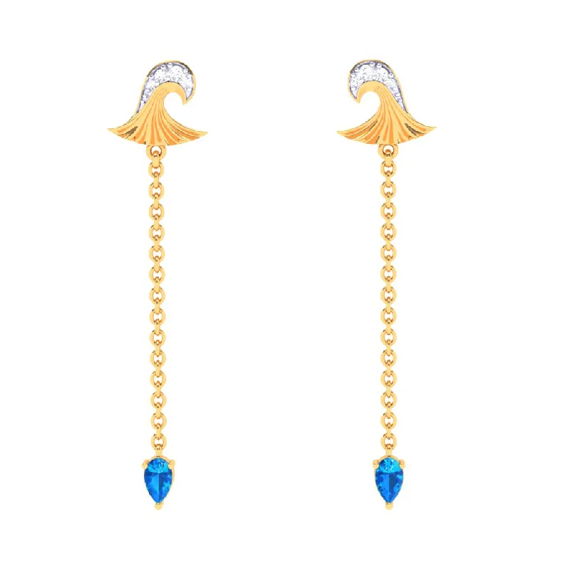 Women’s chunky earrings-18k Enchanting Gold Diamond Earrings For Women For Monsoon