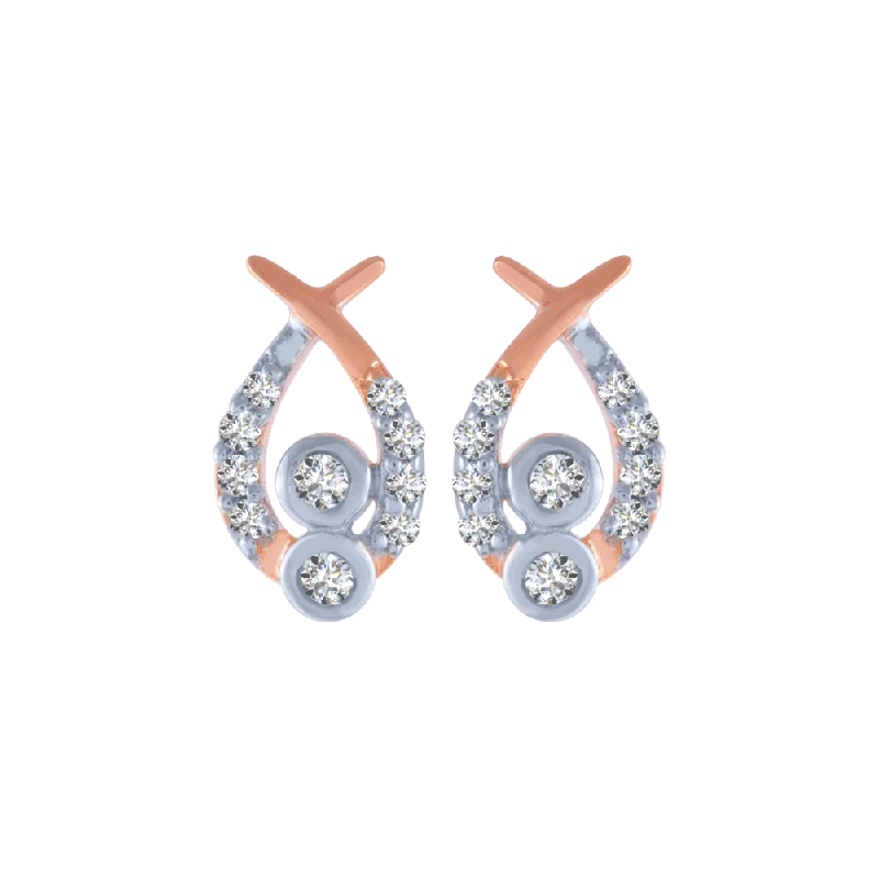 Women’s ethnic earrings-14KT (585) Rose Gold And Diamond Stud Earrings For Women