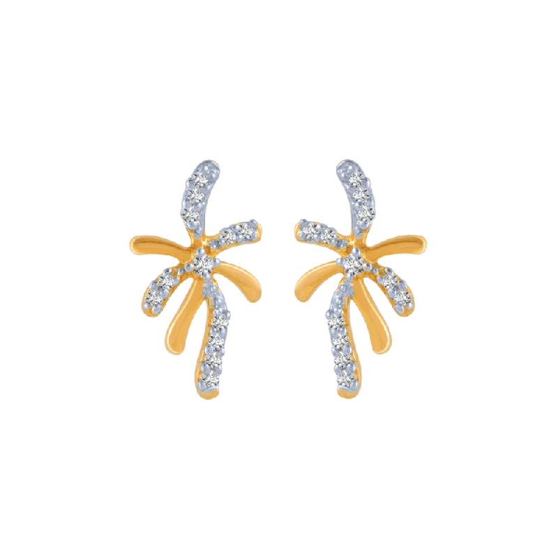 Women’s statement diamond earrings-14KT (585) Yellow Gold And Diamond Stud Earrings For Women