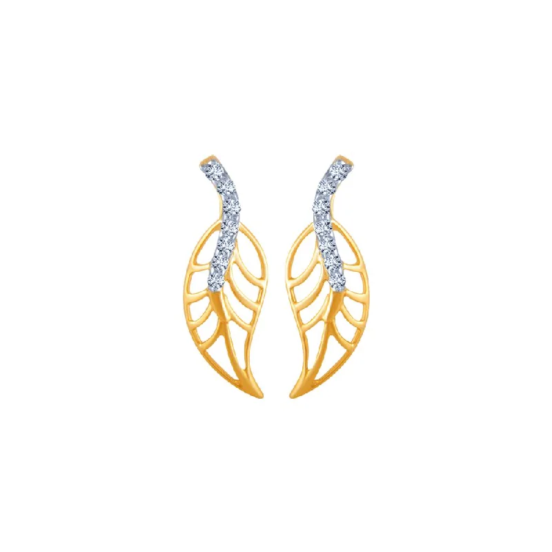 Women’s birthstone earrings-14k (585) Yellow Gold And Diamond Stud Earrings For Women