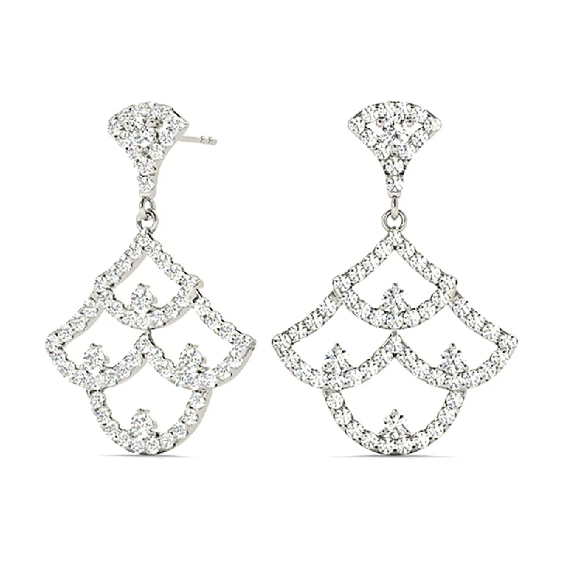 Women’s hoop diamond earrings-1.00 ctw Diamond Drop Earrings Modern Cocktail Style