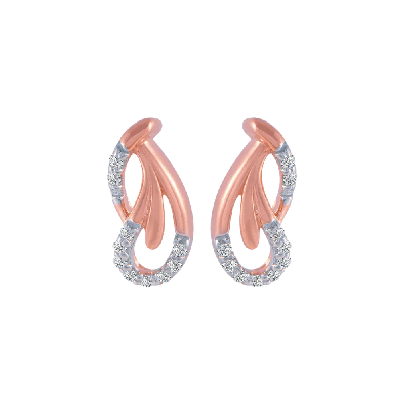 Women’s gemstone stud earrings-14KT (585) Rose Gold And Diamond Stud Earrings For Women