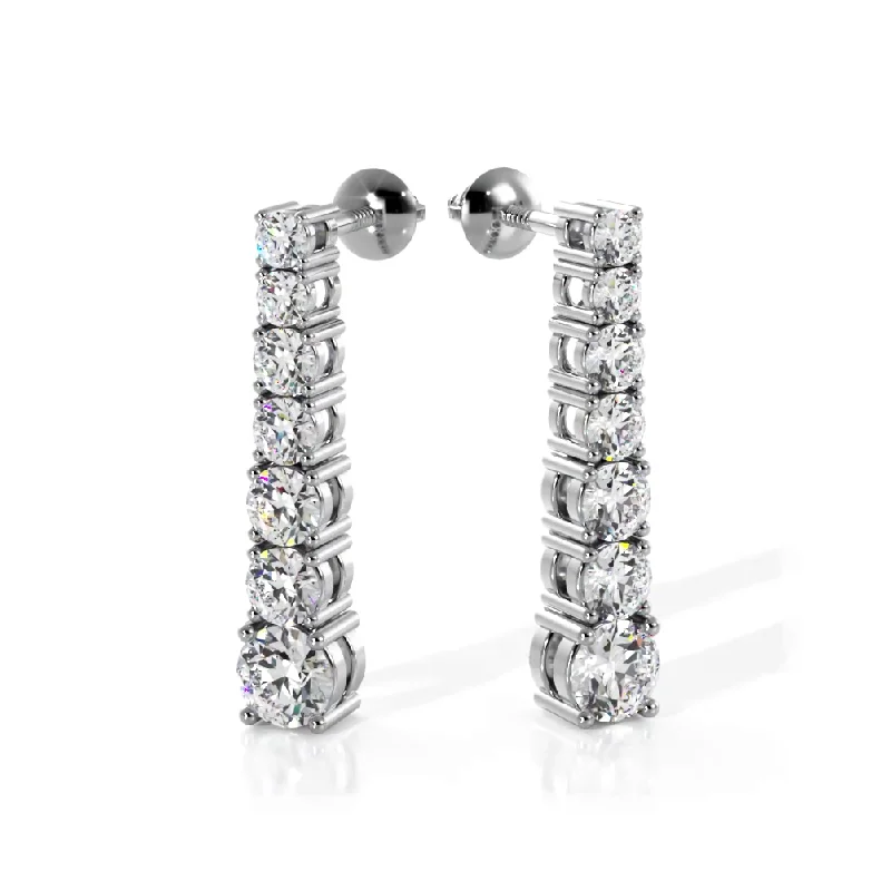 Women’s silver earrings-1.0 ctw. Round Diamond Cascade Drop Earrings