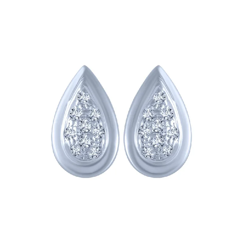 Women’s heart-shaped earrings-18k (750) White Gold And Diamond Stud Earrings For Women