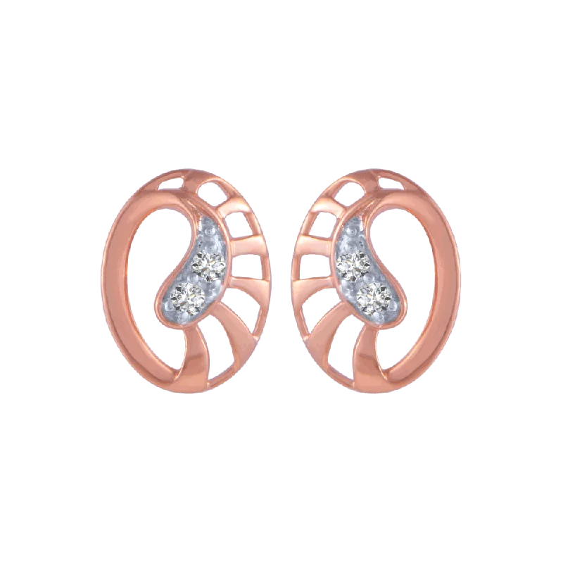 Women’s sterling silver drop earrings-14KT (585) Rose Gold And Diamond Stud Earrings For Women