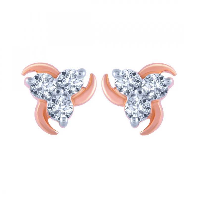 Women’s moonstone earrings-18k (750) Rose Gold And Diamond Stud Earrings For Women