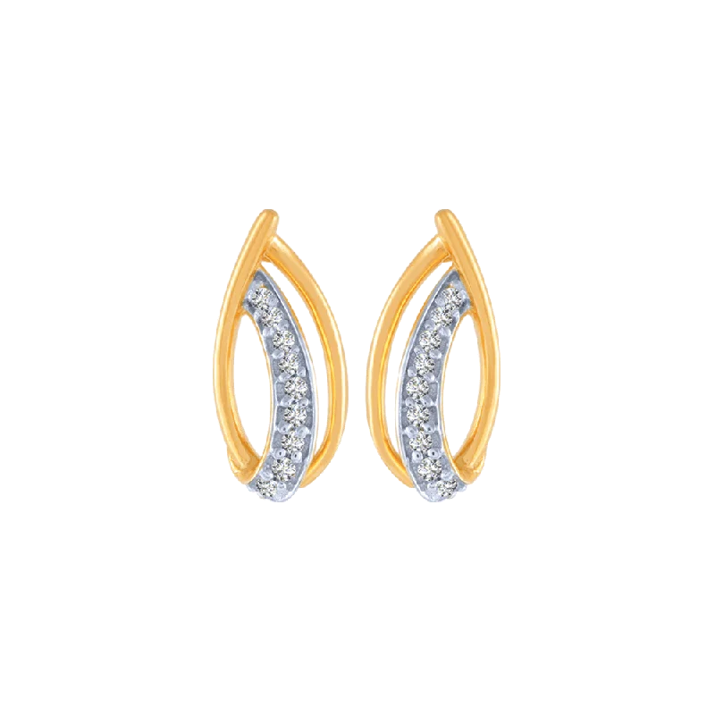 Women’s drop gemstone earrings-14KT (585) Yellow Gold And Diamond Stud Earrings For Women