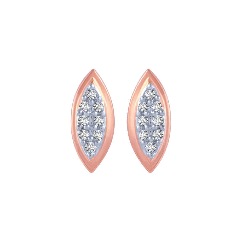 Women’s chic earrings-14KT (585) Rose Gold And Diamond Stud Earrings For Women