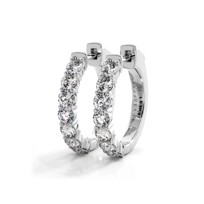 Women’s rainbow earrings-Classic 1.50 ctw. Round Diamond Hoop Earrings