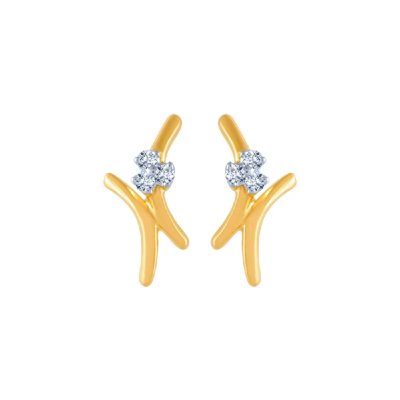 Women’s beaded earrings-18k (750) Yellow Gold And Diamond Stud Earrings For Women