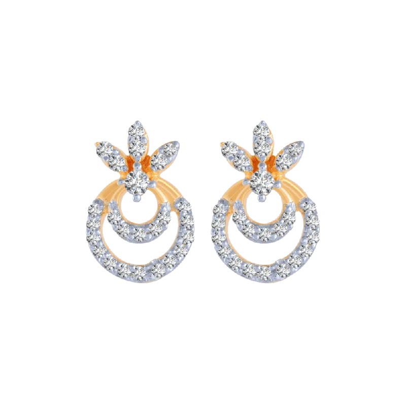 Women’s silver hoop earrings-14KT (585) Yellow Gold And Diamond Stud Earrings For Women