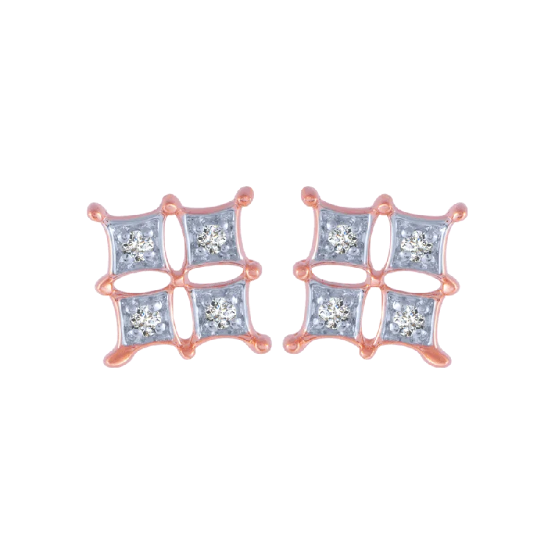 Women’s elegant diamond earrings-14KT (585) Rose Gold And Diamond Stud Earrings For Women