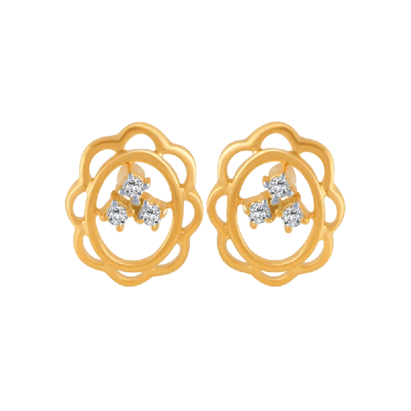 Women’s dangling earrings-14KT (585) Yellow Gold And Diamond Stud Earrings For Women