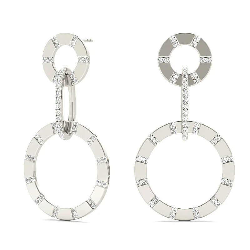 Women’s gemstone earrings-1.00 ctw Diamond Circle Drop Earrings